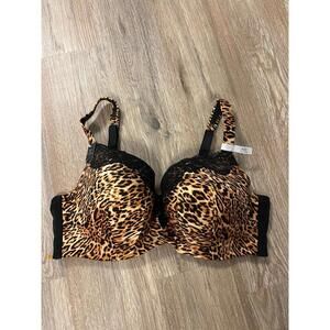New Ambrielle Leopard Print Bra with Lace Detail Size 42D